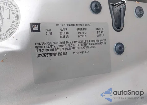 2008 Pontiac G6 z USA, uszkodzony, nr VIN 1G2ZG57N084197181